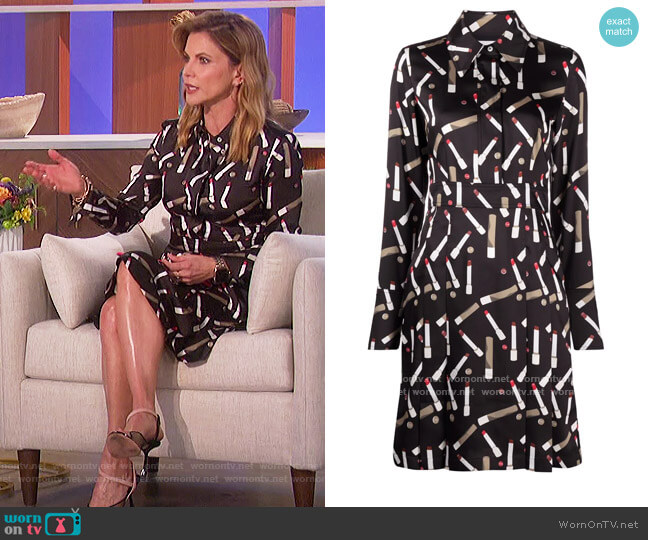 Victoria Victoria Beckham Lipstick-print Midi Dress worn by Natalie Morales on The Talk