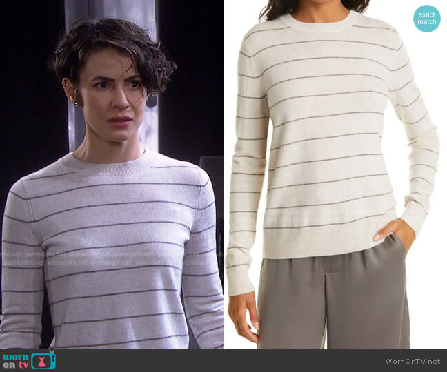 Vince Stripe Wool & Cashmere Sweater worn by Gwen Rizczech (Linsey Godfrey) on Days of our Lives