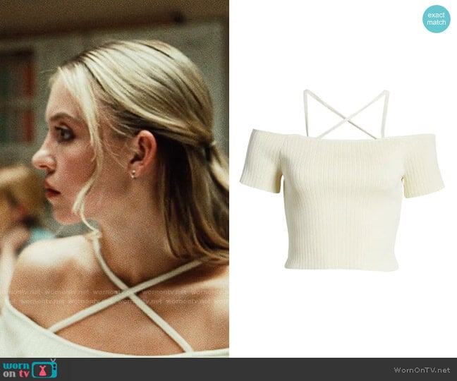 WAYF Deena Top in Antique Ivory worn by Cassie Howard (Sydney Sweeney) on Euphoria