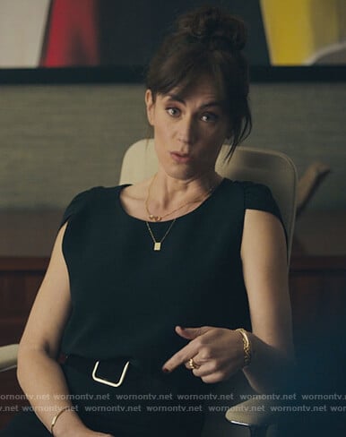 Wendy’s black cap sleeve top on Billions