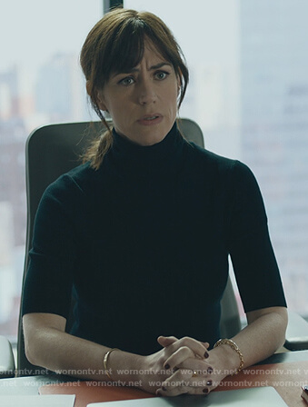 Wendy’s black short sleeve turtleneck sweater on Billions