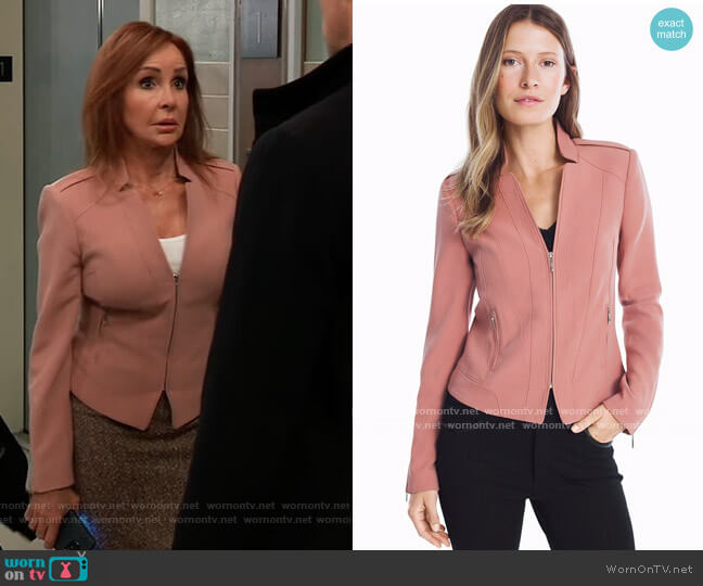 White House Black Market Seamed Zip-Front Jacket worn by Bobbie Spencer (Jackie Zeman) on General Hospital