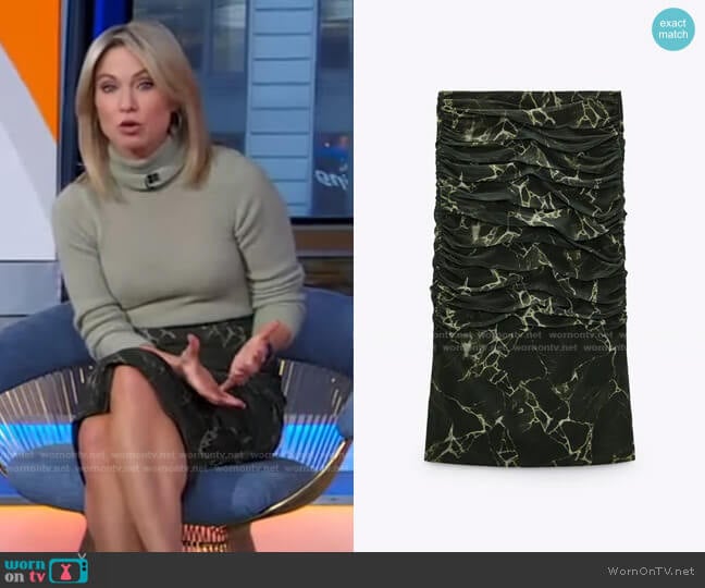Zara Draped Tulle Midi Skirt worn by Amy Robach on Good Morning America