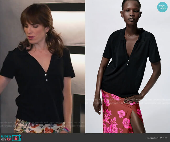 Zara Basic Polo Shirt worn by Marina (Karla Souza) on Home Economics