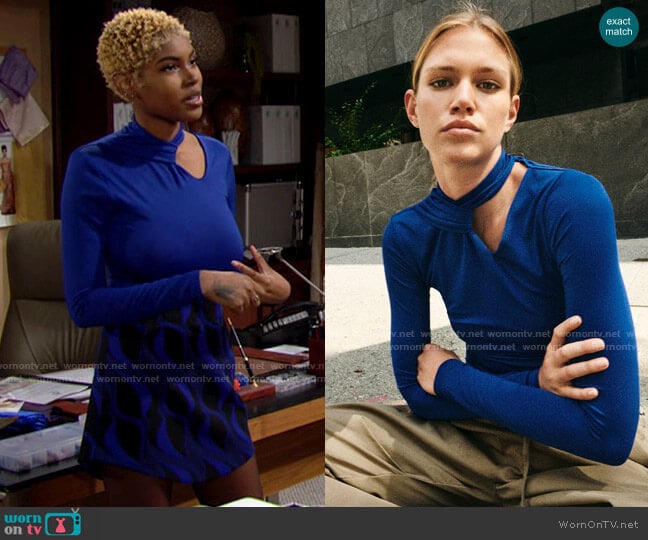 Zara Cutout Bodysuit with Knit worn by Paris Buckingham (Diamond White) on The Bold and the Beautiful
