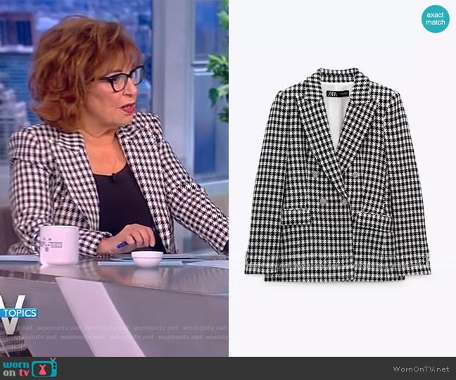 Zara Double Breasted Houndstooth Blazer worn by Joy Behar on The View