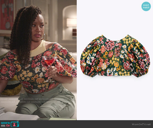 Zara Print Crop Top worn by Olivia Lockhart (Katlyn Nichol) on Black-ish