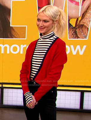 Zanna Roberts Rassi’s striped turtleneck top on The Drew Barrymore Show