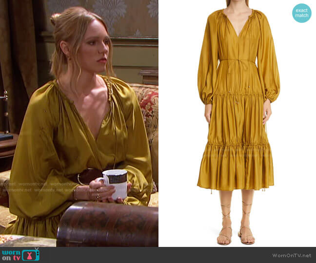 Zimmermann Estelle Tiered Silk Midi Dress worn by Abigail Deveraux (Marci Miller) on Days of our Lives