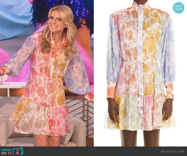 Zimmermann Postcard Lantern Long Sleeve Cotton & Silk Minidress