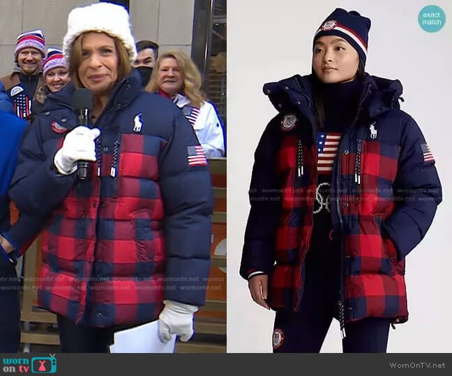 Ralph Lauren Team USA Closing Ceremony Down Jacket worn by Hoda Kotb on Today