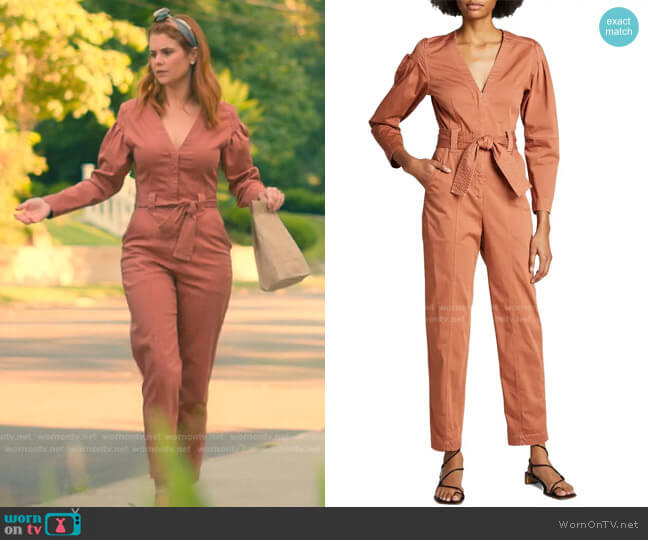 A.L.C. Cade Twill Belted Jumpsuit worn by Maddie Townsend (JoAnna Garcia Swisher) on Sweet Magnolias