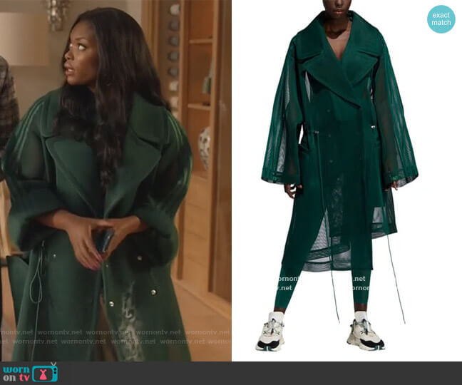 Adidas x Ivy Park Asymmetrical Mesh Jacket worn by August King (Ebonee Noel) on The Kings of Napa
