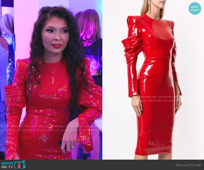 Alex Perry Declan-long Sleeve Sequin Dress worn by Jennie Nguyen on The Real Housewives of Salt Lake City