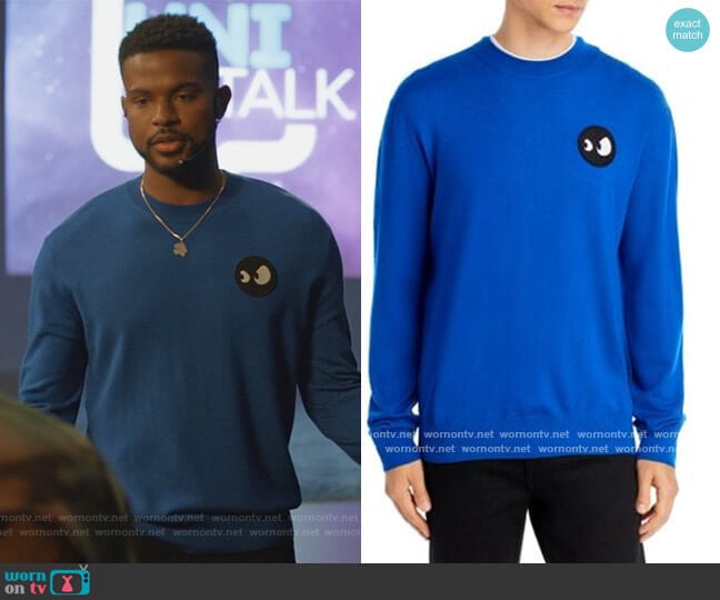 Alexander McQueen Monster Eye Sweatshirt worn by Aaron Jackson (Trevor Jackson) on Grown-ish