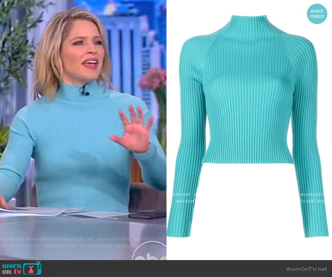 Alice + Olivia Irena Mock Neck Jumper worn by Sara Haines on The View