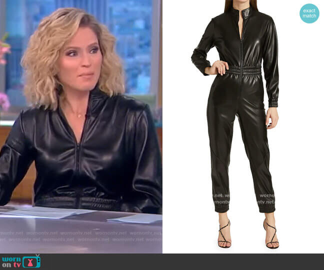 Alice + Olivia Levi Vegan Leather Jumpsuit worn by Sara Haines on The View