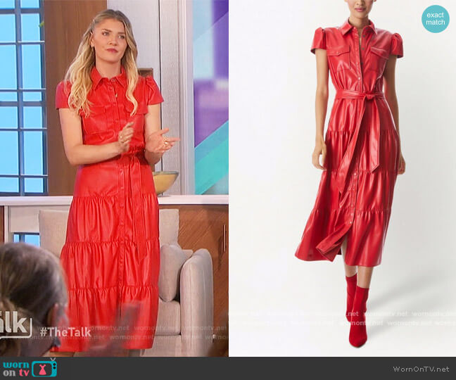 Alice + Olivia Miranda midi dress worn by Amanda Kloots on The Talk