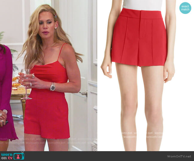 Alice + Olivia Dylan High Waist Pintuck Shorts worn by Jackie Goldschneider on The Real Housewives of New Jersey