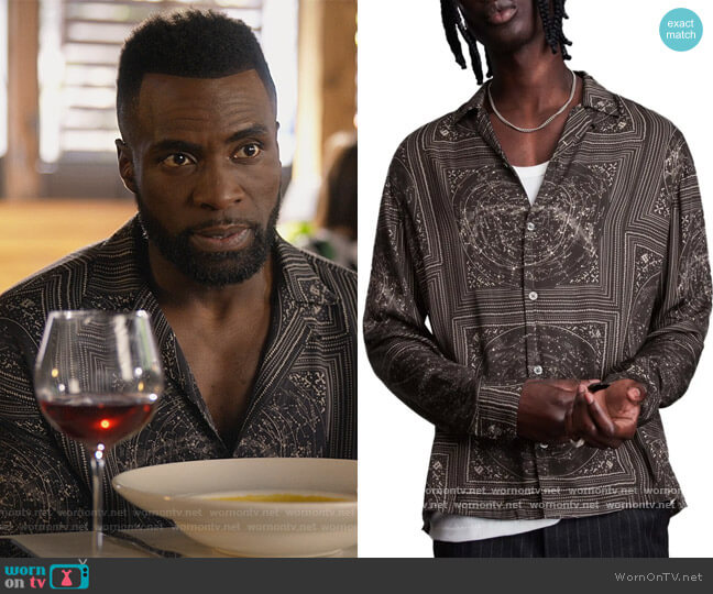 All Saints Star Bandana Print Button-Up Shirt