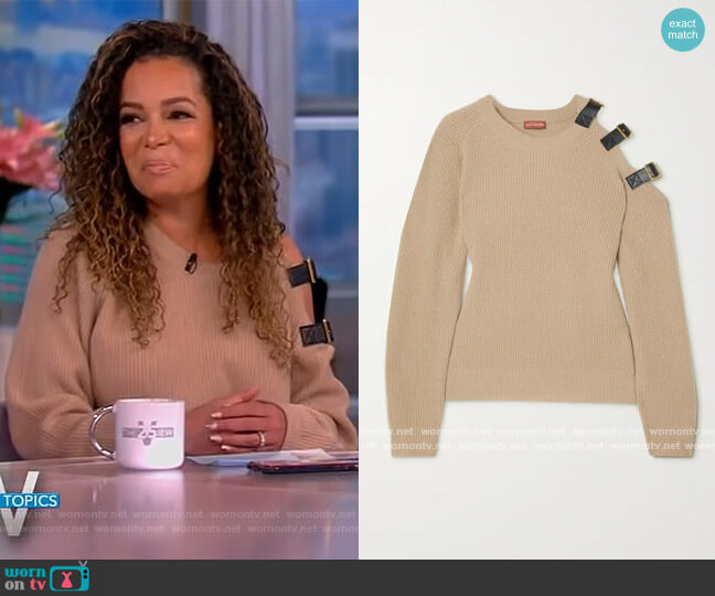Altuzarra Ness faux leather-trimmed ribbed sweater worn by Sunny Hostin on The View