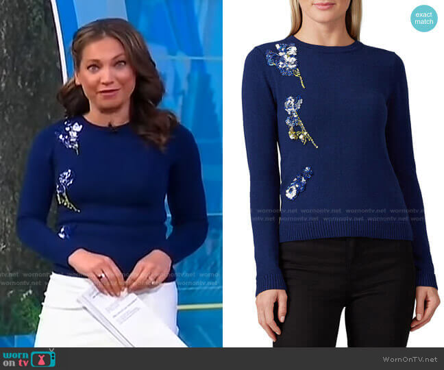 Prabal Gurung Applique Sweater worn by Ginger Zee on Good Morning America