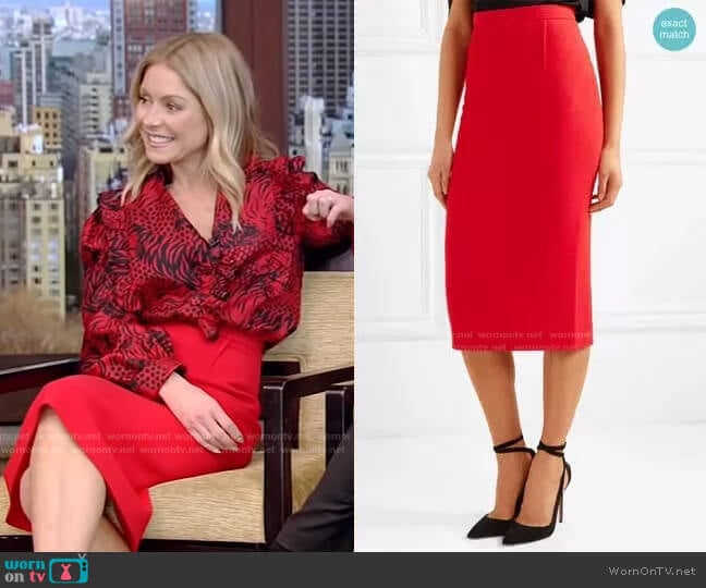 Roland Mouret Arreton Skirt worn by Kelly Ripa on Live with Kelly and Mark