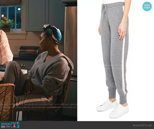 Theory Athletic Striped Cashmere Pants worn by Helen Decatur (Heather Headley) on Sweet Magnolias