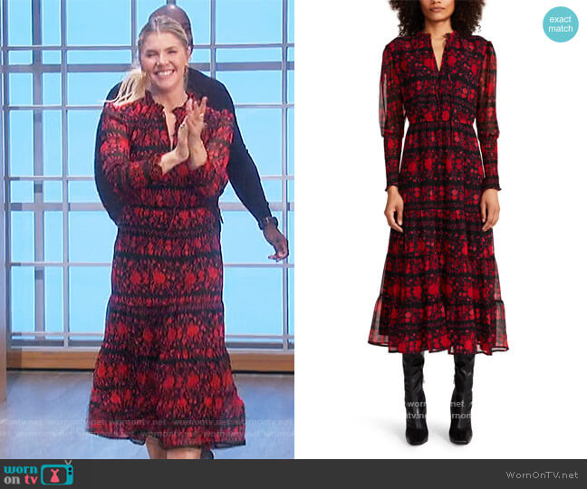 BB Dakota by Steve Madden It's a Moment Floral Stripe Long Sleeve Midi Dress worn by Amanda Kloots on The Talk