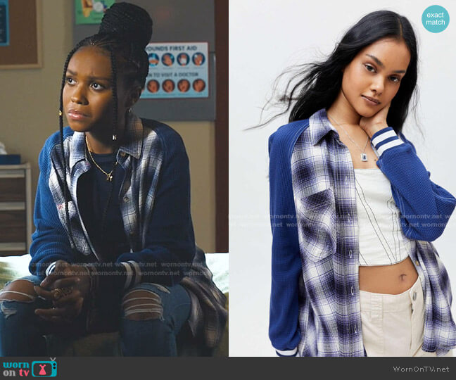 BDG Keanu Varsity Flannel Shirt worn by Naomi McDuffie (Kaci Walfall) on Naomi
