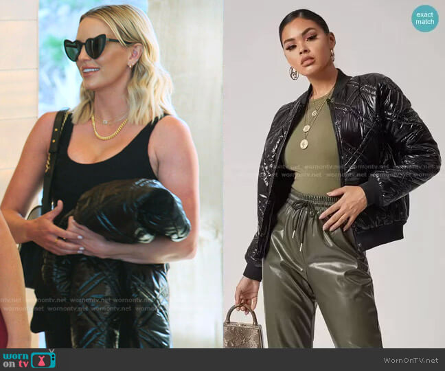 Shein Baseball Neck Solid Puffer Jacket worn by Whitney Rose on The Real Housewives of Salt Lake City