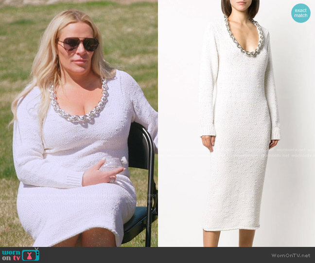 Bottega Veneta Chain Neckline Knitted Dress worn by Heather Gay on The Real Housewives of Salt Lake City