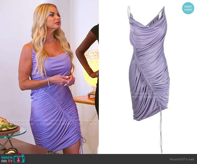 Bottega Veneta Ruched Satin Mini-Dress worn by Alexia Echevarria (Alexia Echevarria) on The Real Housewives of Miami