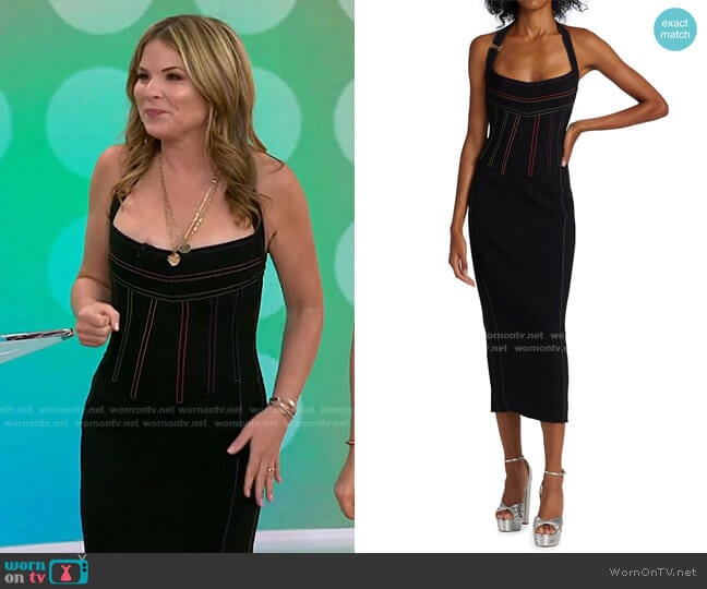 Christopher John Rogers Top Stitch Midi-Dress worn by Jenna Bush Hager on Today