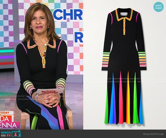 Christopher John Rogers Pleated Striped Ribbed Wool Maxi Dress worn by Hoda Kotb on Today