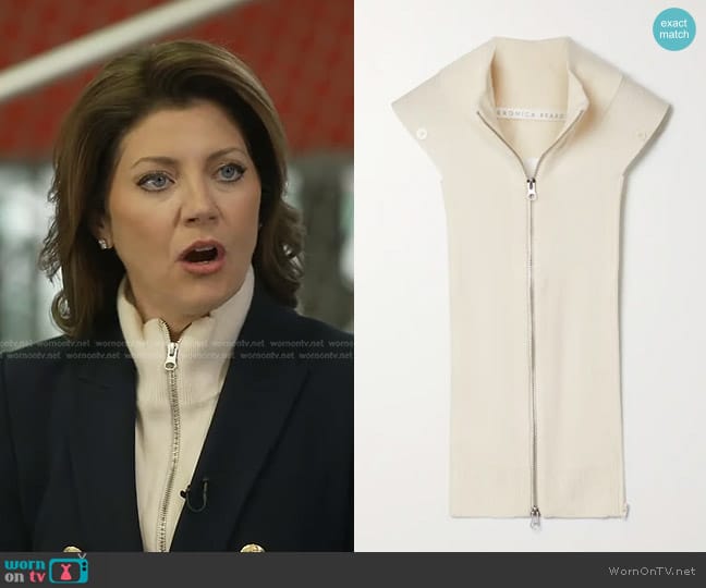 Veronica Beard Cashmere Uptown Dickey worn by Norah O'Donnell on CBS Evening News
