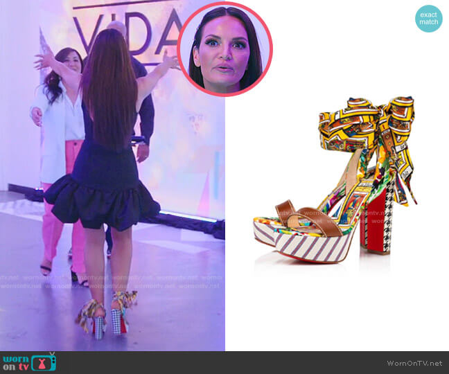 Christian Louboutin Sandale Du Desert Alta Mixed-Print High-Heel Sandals worn by Lisa Barlow on The Real Housewives of Salt Lake City