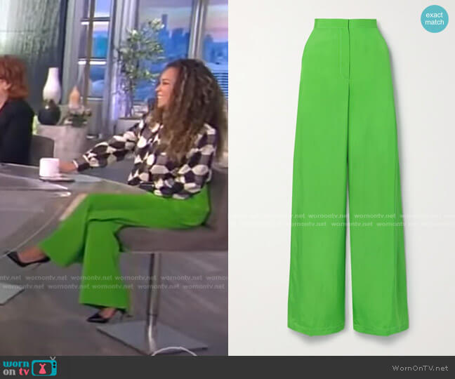 Christopher John Rogers Twill Wide-Leg Pants worn by Sunny Hostin on The View