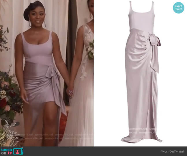 Cinq a Sept Marian Draped Gown worn by Jojo (Precious Way) on Queens