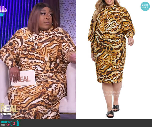 Coldesina Plus Size Rachael Hoodie Dress worn by Loni Love on The Real