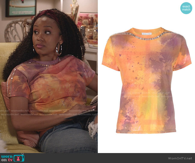 Collina Strada Tie Dye-Print Short-Sleeved T-shirt worn by Olivia Lockhart (Katlyn Nichol) on Black-ish