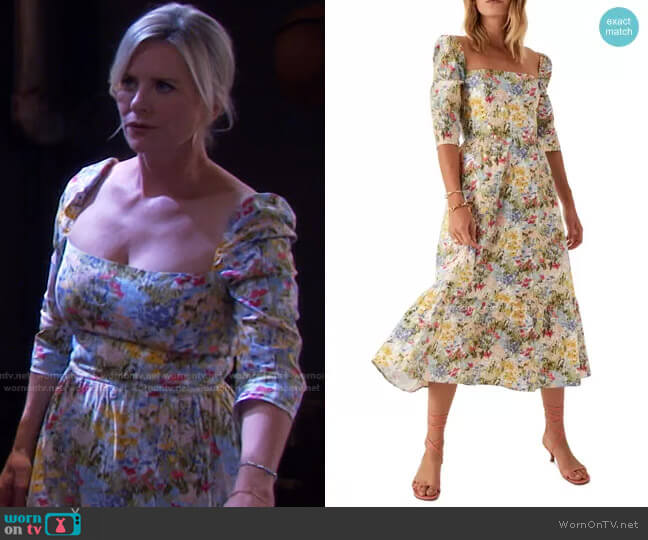 Reformation Cyprus Organic Cotton Blend Short Sleeve Dress worn by Kayla Brady (Mary Beth Evans) on Days of our Lives