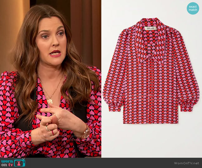 Diane von Furstenberg Nikita Blouse worn by Drew Barrymore on The Drew Barrymore Show