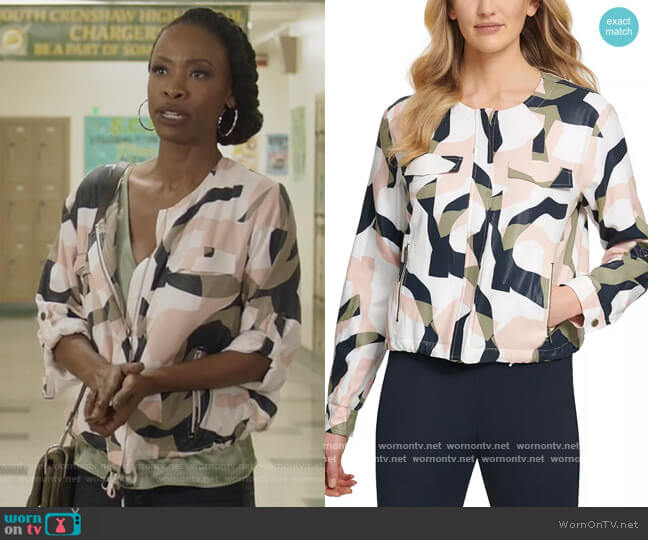 DKNY Printed Drawstring-Hem Jacket worn by Grace James (Karimah Westbrook) on All American