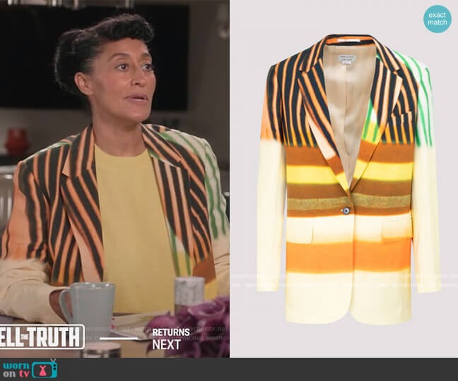 Dries Van Noten Blanchet Jacket worn by Rainbow Johnson (Tracee Ellis Ross) on Black-ish