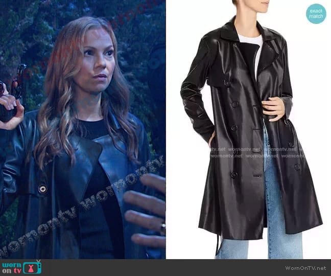 Blank NYC Faux Leather Trench Coat worn by Ava Vitali (Tamara Braun ) on Days of our Lives