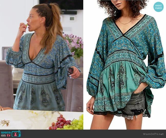 Free People Luna Scarf Print Tunic Top worn by Dolores Catania on The Real Housewives of New Jersey