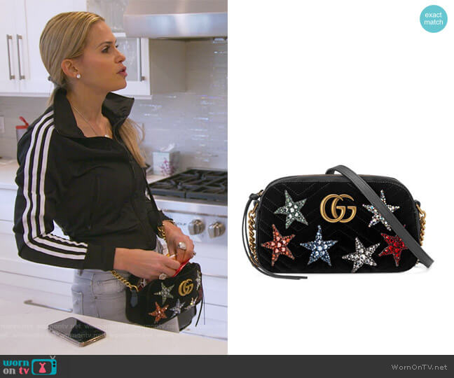 Gucci GG Marmont Crystal-Star Velvet Camera Bag worn by Jackie Goldschneider on The Real Housewives of New Jersey