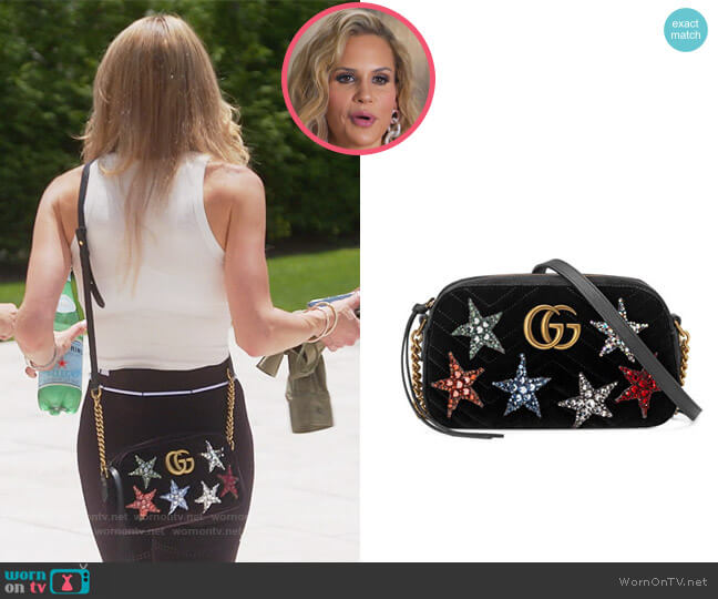 Gucci GG Marmont Crystal-Star Velvet Camera Bag worn by Jackie Goldschneider on The Real Housewives of New Jersey