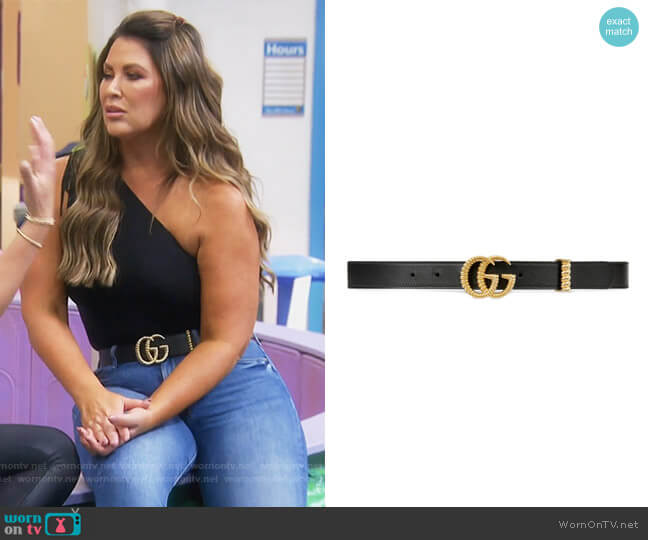 Gucci Leather belt with torchon Double G buckle worn by Emily Simpson on The Real Housewives of Orange County